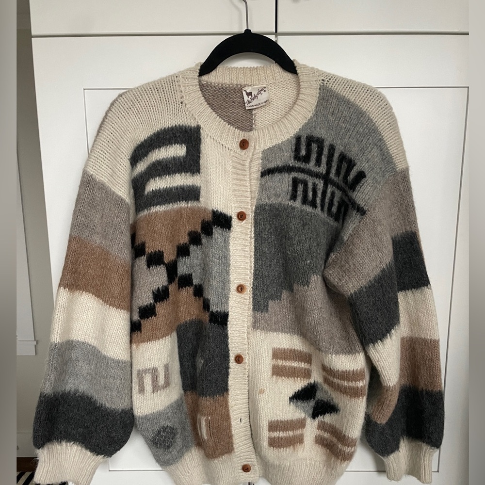 Geometric Pattern Alpaca Sweater - image 1